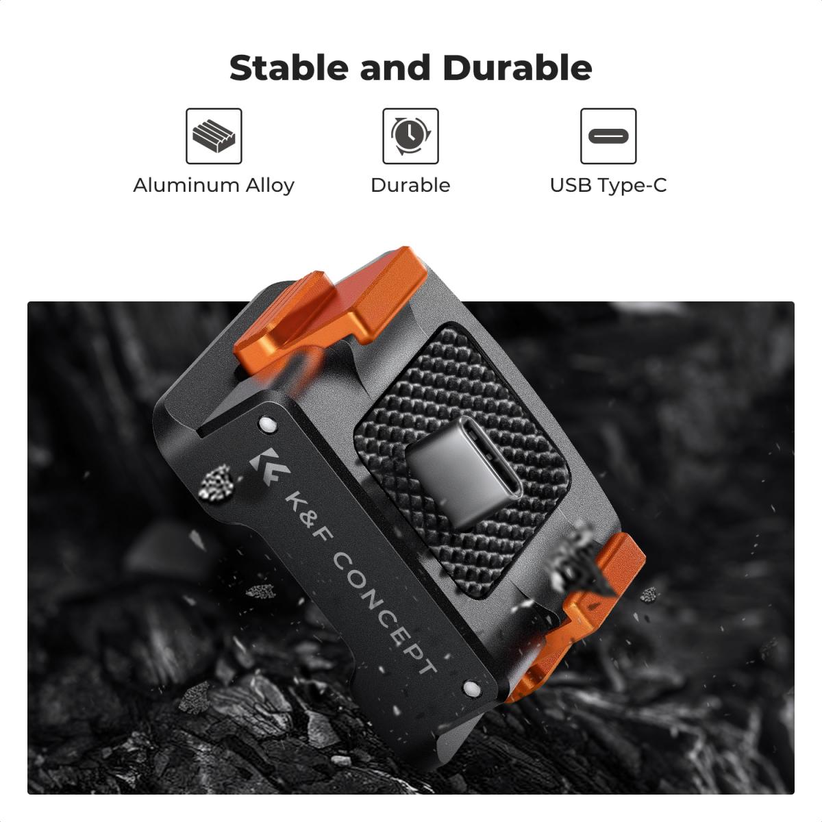 Ladeadapterbase for DJI Osmo Pocket 3, Desktop Type-C ladedokking Passer Arca-Swiss Standard, med 1/4 skruehull/foldefinger, aluminiumslegeringsbrakett