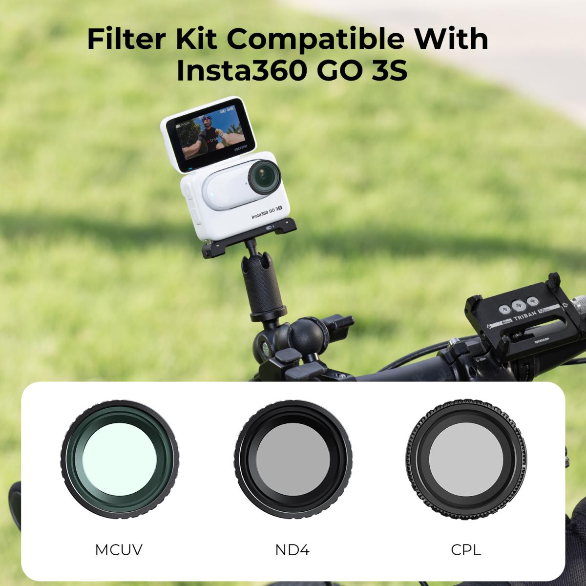 UV+CPL+ND4 Filters Kit 28 Multi-Layer Coated Compatible with Insta360 GO 3S Action Camera