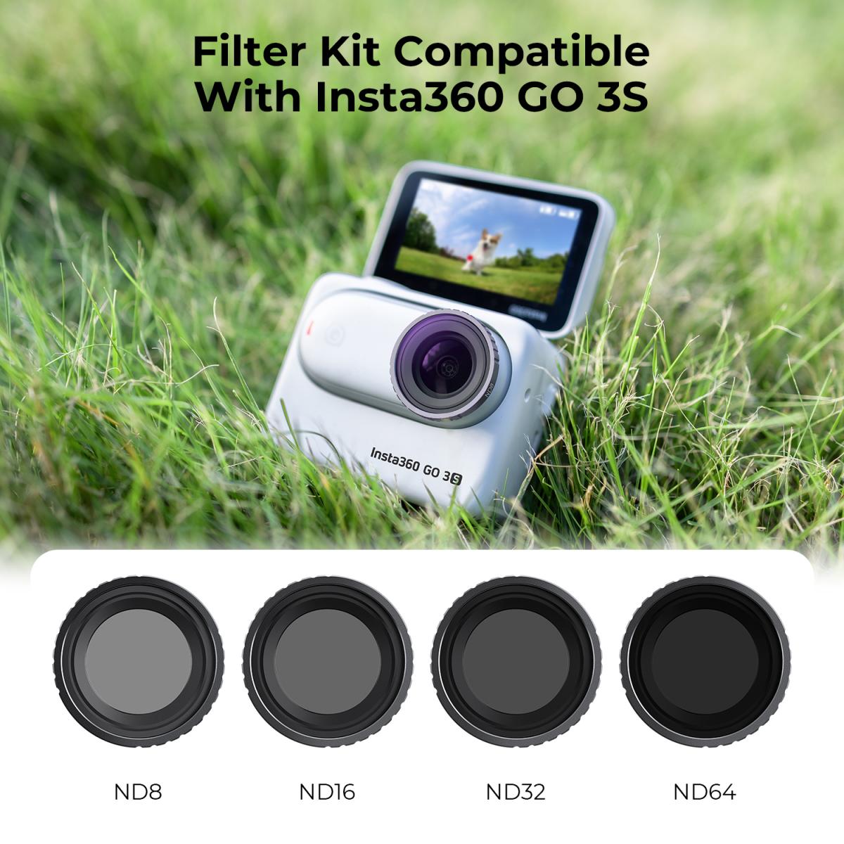 ND8+ND16+ND32+ND64 Filters Kit Neutral Density Filter 28 Multi-Layer Coated Compatible with Insta360 GO 3S Action Camera