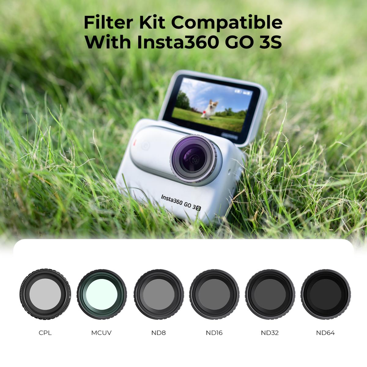CPL+UV+ND8+ND16+ND32+ND64 Filters Kit 28 Multi-Layer Coated Compatible with Insta360 GO 3S Action Camera