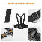 Kit d'accessoires K&F Concept pour GoPro Hero 13/12/11/10/9/8/7/6/5/4/ DJI Osmo Action Series / Pocket 3/2 / Insta360 X4/X3, harnais de poitrine + clip de sac à dos + support de sangle de tête rotatif à 360° et dragonne