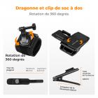 Kit d'accessoires K&F Concept pour GoPro Hero 13/12/11/10/9/8/7/6/5/4/ DJI Osmo Action Series / Pocket 3/2 / Insta360 X4/X3, harnais de poitrine + clip de sac à dos + support de sangle de tête rotatif à 360° et dragonne