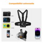 Kit d'accessoires K&F Concept pour GoPro Hero 13/12/11/10/9/8/7/6/5/4/ DJI Osmo Action Series / Pocket 3/2 / Insta360 X4/X3, harnais de poitrine + clip de sac à dos + support de sangle de tête rotatif à 360° et dragonne