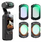 DJI Osmo Pocket 3 ile Uyumlu 4 Paket Manyetik Efekt Filtre Seti, Siyah Difüzyon 1/4 + Mavi Çizgi + Işık Kirliliği Azaltma + Yıldız Işığı Filtresi, Sinematik Film Efekti Oluşturun