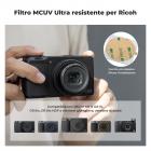 Set di filtri per lenti Ricoh McUv, rivestimento HD per lenti impermeabile e antigraffio, con portachiavi *1, adesivo 3M *2, lenza da pesca *1, panno per aspirapolvere *3 per modelli Ricoh GR, serie Nano-X
