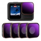 Kit de Filtres ND4+ND8+ND16+ND32 Filtres ND pour Caméra d'Action Gopro Hero 9/10/11/12/13 avec 28 Couches de Nano-revêtement
