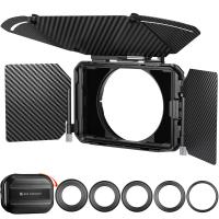 Zestaw Matte Box z 2 ramkami obiektywu i adapterem 67/72/77/82/95 mm, odpowiedni do filtrów kwadratowych 4x5,65" Zestaw Matte Box z 2 ramkami obiektywu i adapterem 67/72/77/82/95 mm, odpowiedni do filtrów kwadratowych 4x5,65"