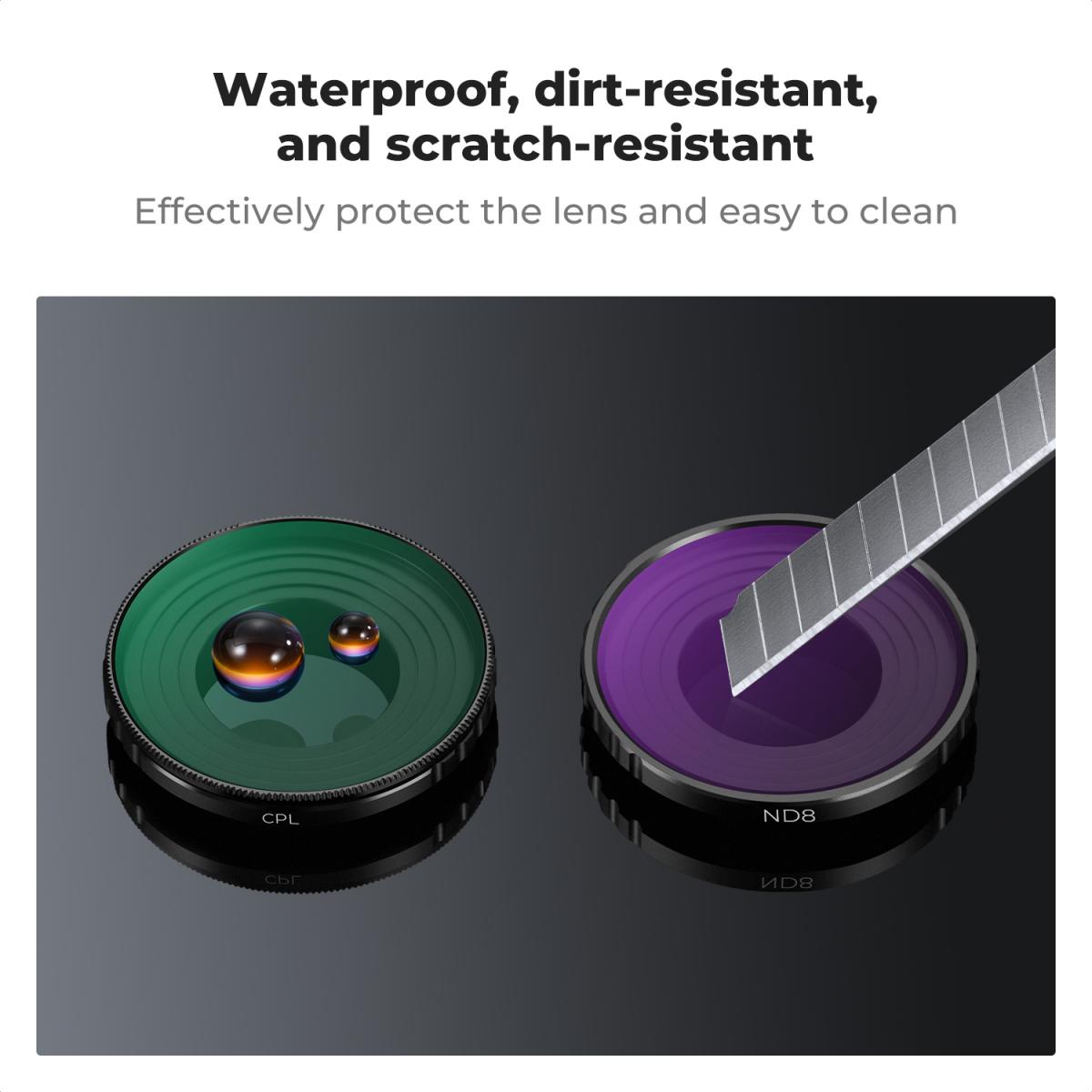 Action kamera filtersett CPL+ND8+ND16+ND32, sirkulært polariserende filter nøytral tetthet polarisator med 28-lags belegg Kompatibel med DJI Osmo Action 4, Osmo Action 5 Pro