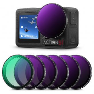 K&F Concept 6 Pezzi Set di Filtri (CPL ND8 ND16 ND32 ND64 ND256) per DJI OSMO Action 5 Pro/Action 4/3, Filtro Polarizzatore Circolare + Densità Neutra con 28 Strati di Nano Rivestimento, Accessori K&F Concept 6 Pezzi Set di Filtri (CPL ND8 ND16 ND32 ND64 ND256) per DJI OSMO Action 5 Pro/Action 4/3, Filtro Polarizzatore Circolare + Densità Neutra con 28 Strati di Nano Rivestimento, Accessori