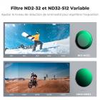 Kit de filtres variables ND2-32 et ND32-512 compatibles avec DJI Osmo Action 5 Pro/Osmo Action 4/Osmo Action 3, installation par encliquetage, pas besoin de retirer le filtre d'origine