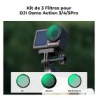 Kit de filtres ND2-32, PL et Black Mist 1/4 compatibles avec DJI Osmo Action 5 Pro/Osmo Action 4/Osmo Action 3, installation par encliquetage, pas besoin de retirer le filtre d'origine