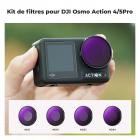 DJI Osmo Action 4 et Action5 PRO Kit de filtres ND ND8 + ND16 + ND32 + ND64, lot de 4 filtres en verre optique avec revêtement multicouche