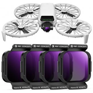 Ensemble de filtres ND/PL compatibles avec DJI Flip, lot de 4 filtres polarisants à densité neutre ND8/PL, ND16/PL, ND32/PL, ND64/PL, pour objectif de drone, verre optique HD multicouches, accessoires pour drone