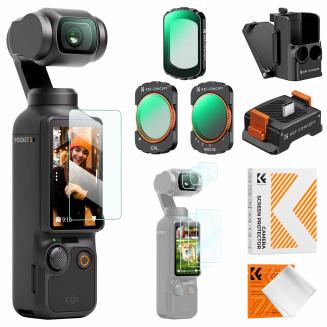 DJI Osmo Pocket 3 Accesorios Kit de 11 Piezas (CPL + Black Mist 1/4 + ND2-32 + Base Adaptadora de Carga + Soporte Magnético + Protector de Pantalla de Cámara 6pcs)