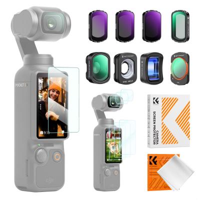 DJI Osmo Pocket 3 1.2X Anamorfisk Objektiv + 10X Makroobjektiv + Vidvinkelobjektiv + ND8 + ND32 + ND128 + CPL + Black Mist 1/4, 8-pack Filterset Magnetisk Fäste / Multibelagd / Optiskt Glas + 6st Kameraskärmskydd