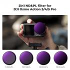DJI Osmo Action 4 / Action 5 PRO ND/PL Filtre ve Selfie Çubuğu Seti, 4'lü Paket (ND8&PL + ND16&PL + ND32&PL + ND64&PL) Çok Katmanlı Kaplamalı Optik Cam Filtreler, Nötr Yoğunluklu Polarize Çok İşlevli Filtreler ve Taşınabilir 2'si 1 Arada T