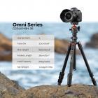 64"/1,6 m kamerastativ Lett Vlog-reisestativ Kompakt Fleksibelt og bærbart 8 kg last med bærbart stativ, for DSLR-kameraer O234A1+BH-36 + 4-i-1 DSLR-kamerarensesett (linseblåser + rengjøringspenn + makrofiberklut)