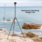 78"/2m overhead stativ i aluminium for DSLR-kamera, kompakt, bærbart, vloggstativ, enbent stativ, 10 kg belastning, K234A7+BH-28L (S210) + rengjøringssett