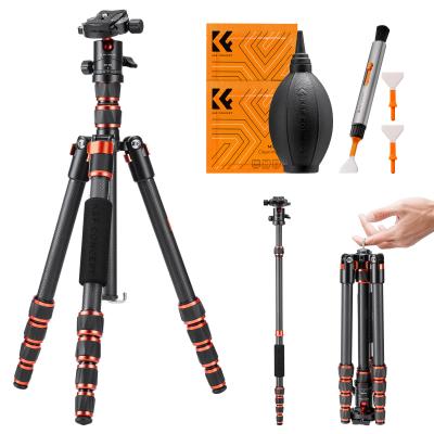 Treppiede per Fotocamera in Fibra di Carbonio da 60", treppiede da viaggio compatto super leggero con testa a sfera a 360 gradi, piastra a sgancio rapido, monopiede staccabile, capacità di carico 8 kg per SLR DSLR A225C0+BH-25L