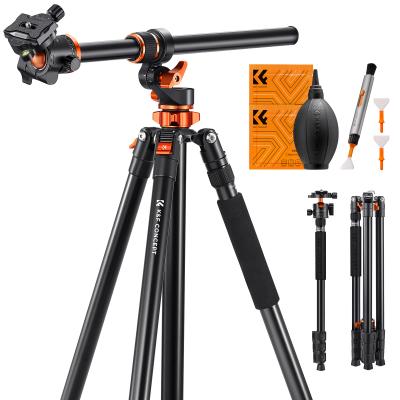 90"/2,3m Treppiedi per Fotocamera, Treppiedi in Lega di Alluminio e Magnesio, monopiede reversibile e staccabile, blocco piastra, colonna centrale trasversale, testa panoramica orizzontale a 360° BH-28L + kit di pulizia per fotocamera 6 in 1