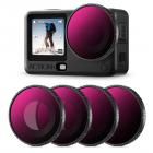 K&F CONCEPT ND/PL Filter Kit Compatible with DJI Osmo Action 6, 4Pack ND8/PL ND16/PL ND32/PL ND64/PL Screw On Polarizing Neutral Density Filter HD Optical Glass/Multi-Coated Action Camera Accessories