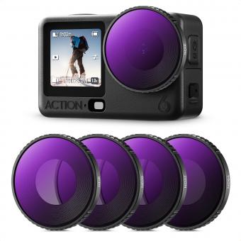 K&F CONCEPT ND Filter Kit Compatible with DJI Osmo Action 6, ND8 ND16 ND32 ND64 4 Pack Light Reduction Exposure Control Optical Glass Filters with Multi-Layer Coating