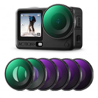 K&F CONCEPT CPL+ND8+ND16+ND32+ND64+Black Diffusion 1/4 Filter for Action 6