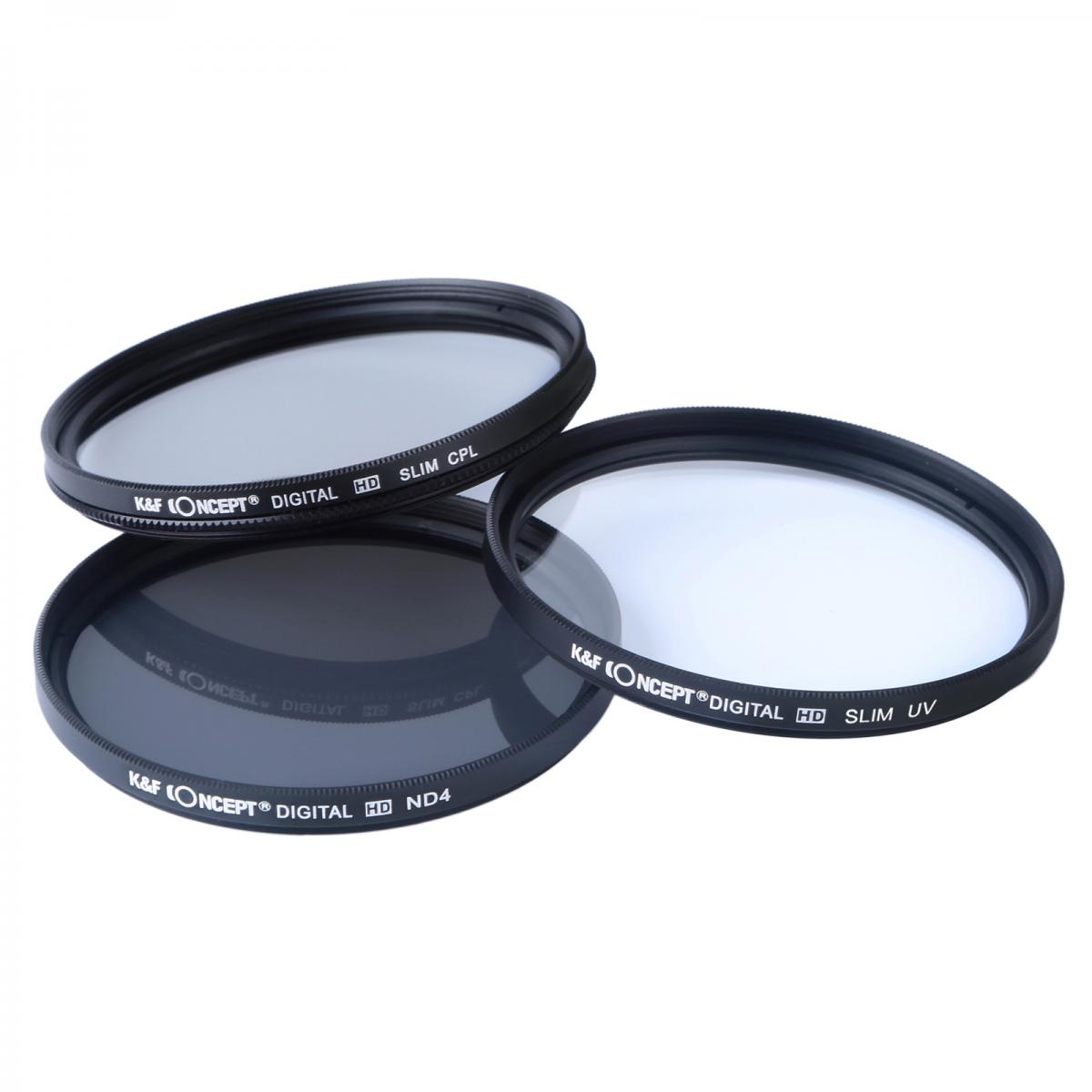77mm Lens Filtre Kiti Nötr Yoğunluk ND4+UV+Dairesel Polarize (CPL) Lens Filtresi, Temizleme Kalemi ve DSLR Fotoğraf Makineleri için Filtre Kılıfı