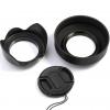 58mm Tulip Flower Lens Hood + Rubber Collapsible Lens Hood + Center Pinch Lens Cap