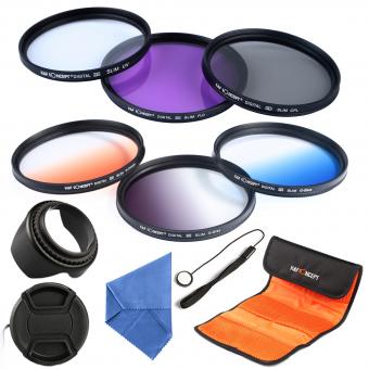 Filtros 52mm UV + CPL + FLD + Degradado Naranja + Azul + Gris