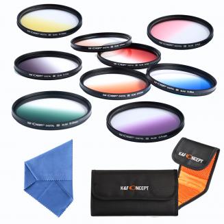 Kit Filtro 62mm arancio graduato, blu, grigio, rosso, viola, verde, rosa, marrone, giallo