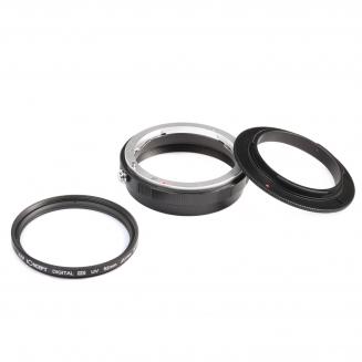 Schutzring für Nikon AI mit 52mm Umkehrring Retroring und 52mm UV Filter