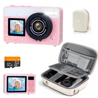 Underwater Camera for Kids 4K 48MP, 3M Waterproof, Dual Screen, for Snorkeling Swimming, Includes EVA Storage Case, Kentfaith