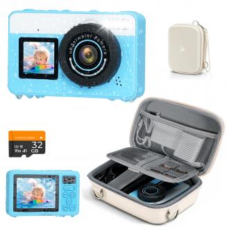 Underwater Camera for Kids 4K 48MP, 3M Waterproof, Dual Screen, for Snorkeling Swimming, Includes EVA Storage Case, Kentfaith