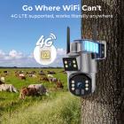 4G Cellular Security Camera with 6MP,  Dual Lens, Solar Powered, 360° Live View, Color Night Vision Kentfaith