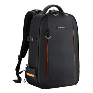 18L Mochila Fotografía 2 en 1 para Cámara Impermeable con Compartimento para Portátil de 15,6 Pulgadas - Backpack Nature Wander 05 Negro Naranja