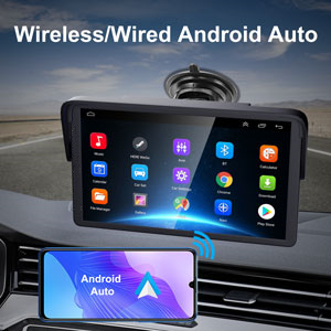Tragbarer Apple Carplay-Bildschirm für Auto, 7 Zoll IPS-Touchscreen, Auto- Stereo-Unterstützung, kabelloses Carplay und Android Auto, AirPlay,  Bluetooth, Spiegel Link/Mikrofon/TF/USB/AUX für alle Fahrzeuge - KENTFAITH
