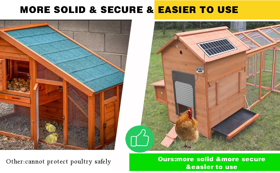 Porta automatica del pollaio, porta del pollaio alimentata solare, con  timer e sensore di luce, tutta la porta del pollaio multimodale resistente  alle intemperie in alluminio, con design anti pizzicore - K&F